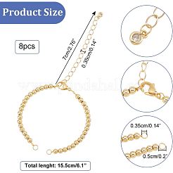 8шт полуготовые латунные круглые браслеты с бусинами AJEW-NB0003-64