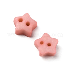 つや消しミニレジンボタン2つ穴  bjd 人形服アクセサリー  スター  ライトコーラル  6x6x2.5mm  穴：0.9mm  約100個/袋&nbsp;BUTT-WH0020-28F