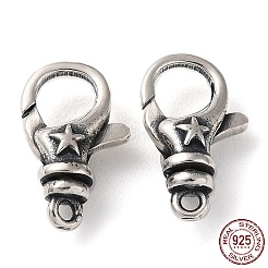 タイスターリングシルバーカニカン925個  スター  アンティークシルバー  15x9x5mm  穴：1.5mm&nbsp;STER-D003-20AS