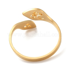 304ステンレススチールオープンカフリング  女性のためのジュエリー  葉  18KGP本金メッキ  usサイズ8 1/2(18.5mm)&nbsp;RJEW-K262-01B-G