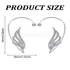 1 пара серег-манжетов из сплава в форме крыльев со стразами&nbsp;EJEW-LP0007-023P