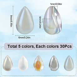 150 шт. 5 цвета прозрачные стеклянные подвески GLAA-SC0002-16A