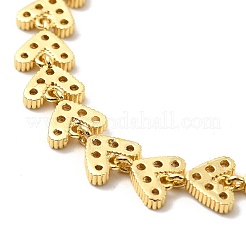 Bracciale a catena a maglie di cuore con zirconi cubici trasparenti&nbsp;BJEW-A132-07G