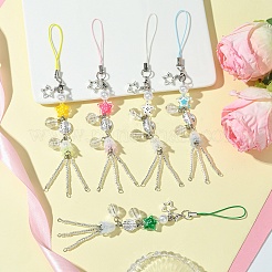 ガラス＆合金＆アクリル携帯ストラップ  グリーン  16cm&nbsp;HJEW-FS00005