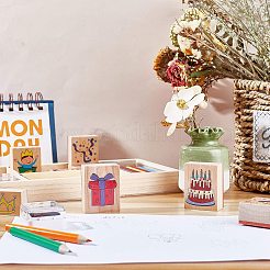 Set di timbri in legno a tema compleanno&nbsp;DIY-CP0001-79