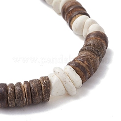 Bracelets extensibles en perles de noix de coco naturelles et de magnésite pour hommes et femmes&nbsp;BJEW-JB12457-01