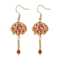 Boucles d'oreilles pendantes en verre électroplaqué transparent et perles de verre granuleux&nbsp;EJEW-MZ00714-02