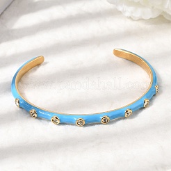 Браслеты-манжеты из нержавеющей стали 304 с эмалью для женщин&nbsp;BJEW-D408-10G