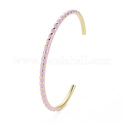 Скрученный браслет-манжета из латуни с эмалью BJEW-T020-02C-NF