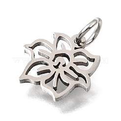 304ステンレススチールチャーム  12ヶ月の誕生花チャーム  ステンレス鋼色  3月の水仙  10x11.5x1mm  穴：3.5mm&nbsp;SA-CBA4CE0-01P-C