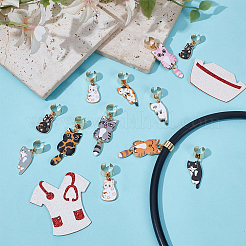 12 шт. 12 стиля кошачий сплав эмалированный стетоскоп подвеска украшения&nbsp;HJEW-OC00132