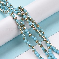 Гальванизировать непрозрачные сплошной цвет стеклянные бусы пряди&nbsp;EGLA-A034-P4mm-J03