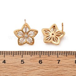 Цветочные латунные серьги-гвоздики с кубическим цирконием для женщин EJEW-G428-28C-02