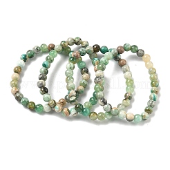 Bracelets extensibles ronds en jaspe vert naturel pour femmes&nbsp;BJEW-F535-02A