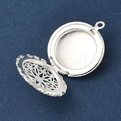 Плоские круглые полые латунные подвески-медальоны&nbsp;KK-K414-11B-S