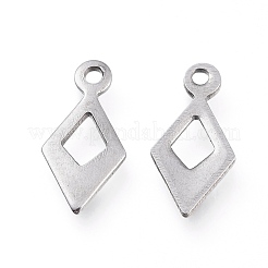 変色しない304ステンレススチールチャーム  レーザー切断  菱形  ステンレス鋼色  12x6x0.8mm  穴：1.2mm&nbsp;STAS-L232-080P