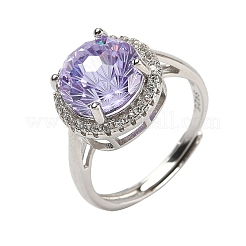 925 серебряное кольцо с кубическим цирконием в микропаве&nbsp;RJEW-B134-01A-04