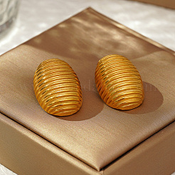 Геометрические овальные серьги-гвоздики из нержавеющей стали 304 с полосками&nbsp;CQ0547