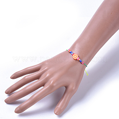 Регулируемые нейлоновые нити детские плетеные браслеты из бисера BJEW-JB04454-M