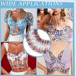 2 ярд полиэстеровой кружевной отделки с цветочной вышивкой&nbsp;DIY-BC0013-21C