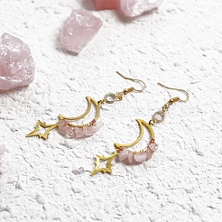 Orecchini pendenti da donna con quarzo rosa naturale&nbsp;PW-WG0B472-01