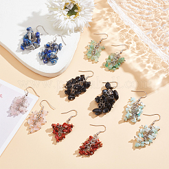 6 пара серег-кластеров из натуральных смешанных драгоценных камней в 6 стилях EJEW-AN0004-78