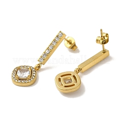 Pendientes de acero inoxidable con revestimiento iónico (IP) con incrustaciones de rhinestone y circonita cúbica transparente para mujer&nbsp;EJEW-M024-08D-G