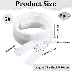 衣服アクセサリー5個  ナイロン閉口ジッパー  TPUジッパープラー付き  ファスナー部品  ホワイト  830x31x9mm&nbsp;FIND-GF0008-52G