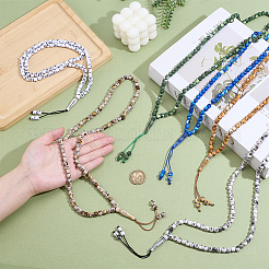 6шт 6 цвета мусульманские акриловые круглые четки браслеты BJEW-PH0004-55