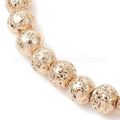 Bracelets extensibles en perles rondes de pierre de lave naturelle électrolytique pour femmes et hommes&nbsp;BJEW-JB11982-03