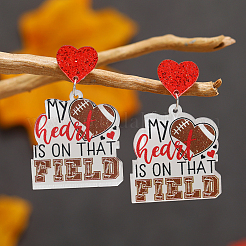 1 пара сережек-гвоздиков с леопардовым принтом в виде сердца для матери и спорта из акрила&nbsp;EJEW-FS0001-22C