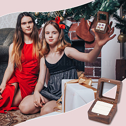 Cajas magnéticas de regalo con forma de anillo de madera cuadrado&nbsp;CON-WH0089-109B