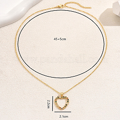 Colliers avec pendentif en forme de cœur creux en laiton et zircone cubique micro-pavé pour femmes&nbsp;ED7102-1