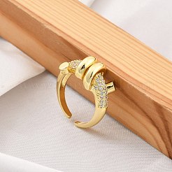 Кольца-манжеты из латуни с микро-паве и прозрачным циркониевым покрытием для женщин RJEW-M028-117G