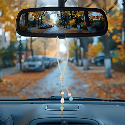 Подвеска из стекла и сплава с натуральным амазонитом HJEW-WH00102