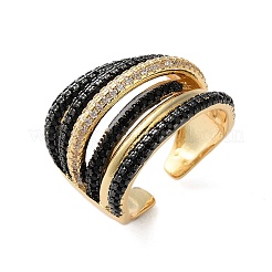 Латунное многолинейное открытое кольцо-манжета с покрытием стойки RJEW-C065-01G