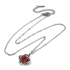 304 нержавеющая сталь гиацинт горный хрусталь крест-накрест подвеска кабель цепь ожерелье для женщин&nbsp;STAS-Z114-21P