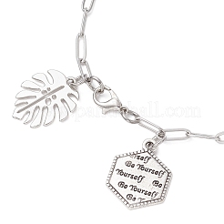 Браслеты с подвесками из нержавеющей стали 304 «солнце и лист» для женщин&nbsp;BJEW-JB11959-02