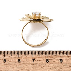 201 anelli a polsino regolabili da donna in acciaio inossidabile con pavé di zirconi cubici singoli.&nbsp;RJEW-K318-02I-G