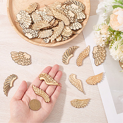 25 пара 5 стилей необработанных деревянных вырезов для крыльев&nbsp;WOOD-GF0010-37
