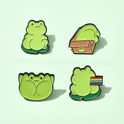 4 шт. 4 стиля забавных эмалевых булавок в виде лягушек JEWB-FS0001-09