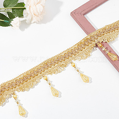 Ленты с кружевной отделкой и плетеными кисточками из полиэстера DIY-WH0308-536