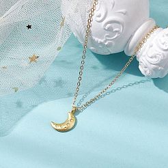 Alliage de lune avec colliers à pendentif en laiton&nbsp;NJEW-JN04906