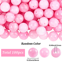 100 шт. бусины из натурального окрашенного белого нефрита&nbsp;G-SP0001-35