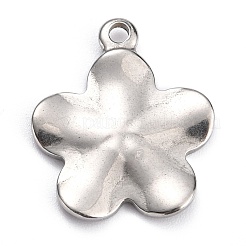 変色しない304ステンレススチールペンダント  花  ステンレス鋼色  23x19.8x2.3mm  穴：2mm&nbsp;STAS-H140-24P