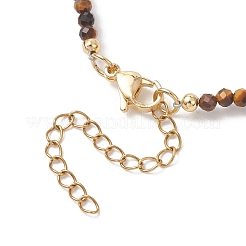 Ожерелья из натурального янтаря и граненых круглых бусин тигрового глаза.&nbsp;NJEW-JN05880