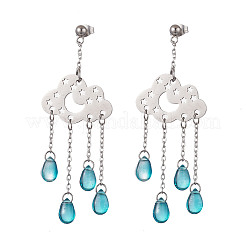 Длинная цепочка с прозрачными стеклянными бусинами&nbsp;EJEW-JE05245