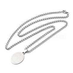 Ожерелья с подвесками в виде овальной медали Святого Бенедикта из нержавеющей стали 201&nbsp;LS-NJEW-B154-01P