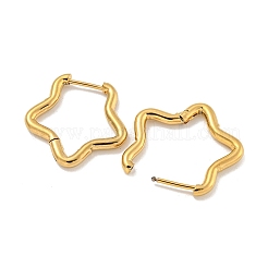 202 ステンレススチール ハギーフープピアス  女性用304ステンレスピン付き  ゴールドカラー  スター  23x2.5mm&nbsp;EJEW-H003-07G-04