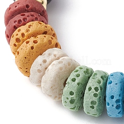 Эластичный браслет из окрашенного натурального лавового камня и жемчуга&nbsp;BJEW-JB09725